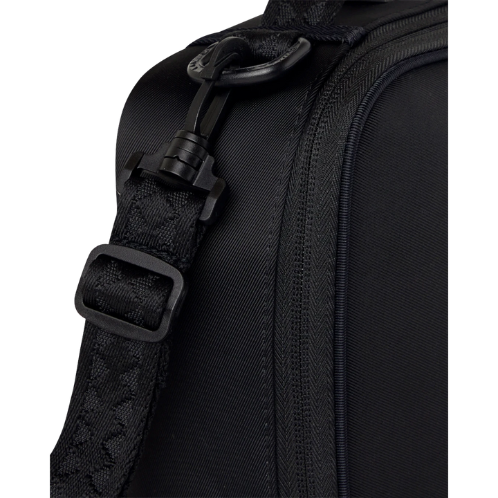 HypeSelection Sprayground black nylon snackpack featuring a durable adjustable strap and reinforced hardware