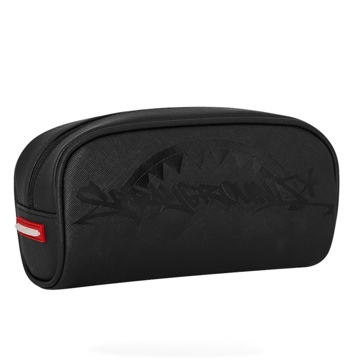 HypeSelection Sprayground Lux Black Ghost Drip pencil pouch in black with signature graphic and red side tab