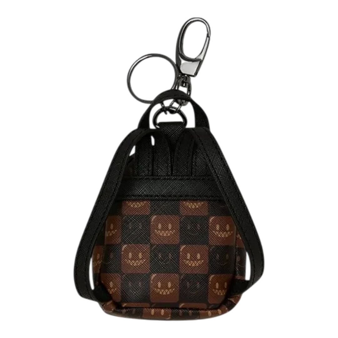 HypeSelection Sprayground Sharks In Paris brown check backpack keychain with signature graphic print and metal clasp
