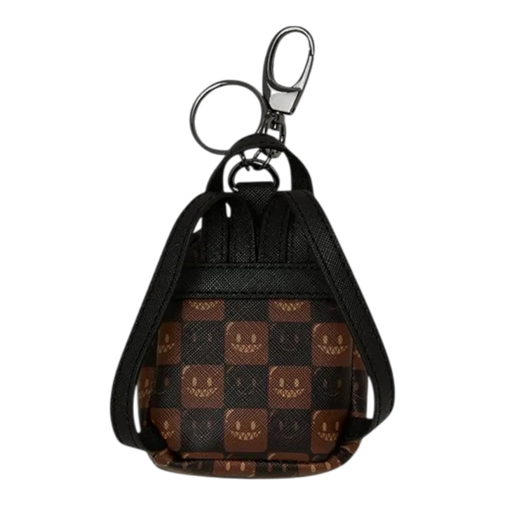 HypeSelection Sprayground Sharks In Paris brown check backpack keychain with signature graphic print and metal clasp