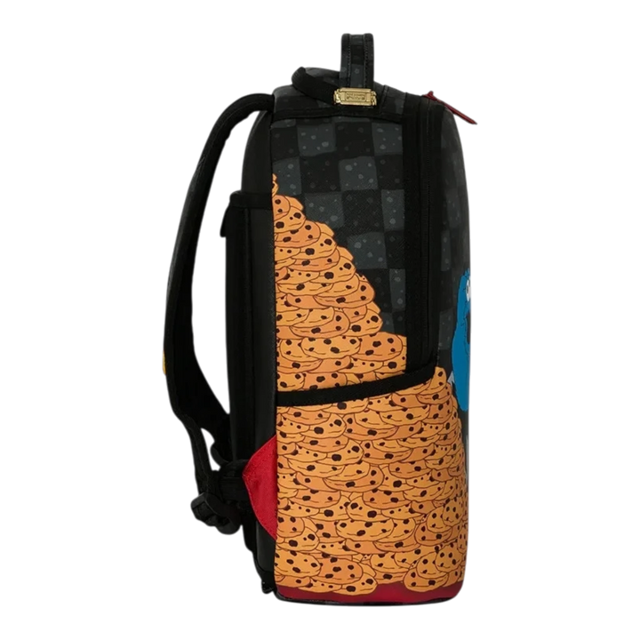 HypeSelection Sprayground Sesame Street Cookie Monster mini backpack with a cookie graphic print side view