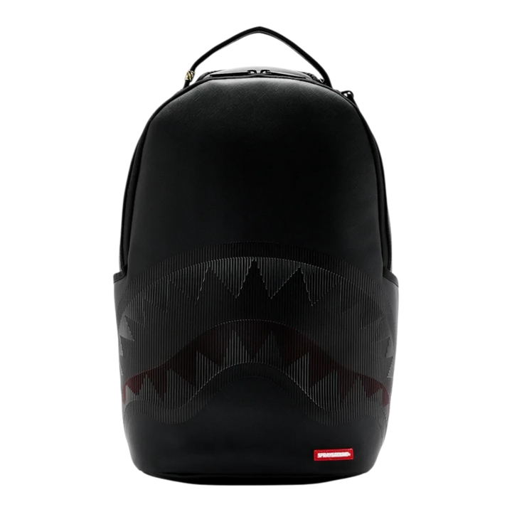 HypeSelection Sprayground Disappearing Shark DLXSV black backpack with subtle graphic shark mouth design