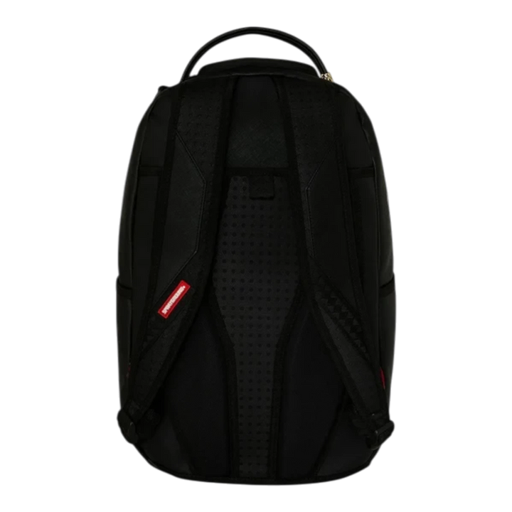 HypeSelection Sprayground Disappearing Shark DLXSV backpack featuring a black ergonomic back panel and padded straps.