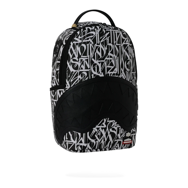 HypeSelection Sprayground Wynwood Walls Defer DLXSV backpack in black and white graffiti print faux leather