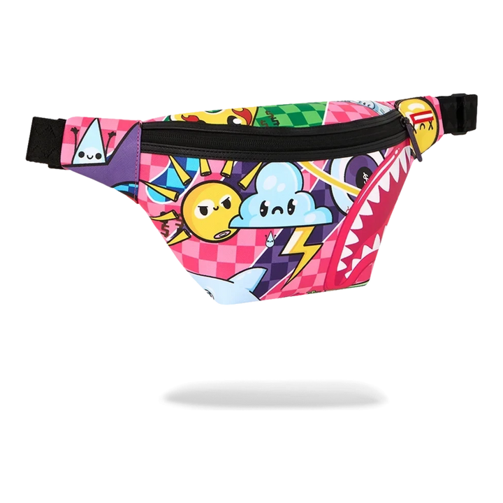 HypeSelection Sprayground Kawaii Chaos crossbody bag in pink faux leather with vibrant graphic cartoon print