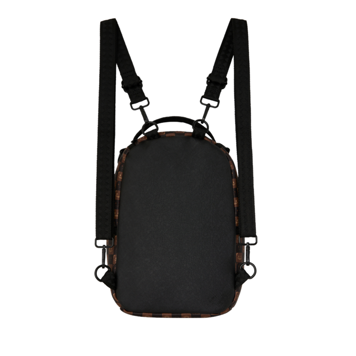 HypeSelection Sprayground Sharks In Paris mini backpack back view with black ergonomic padding and adjustable straps