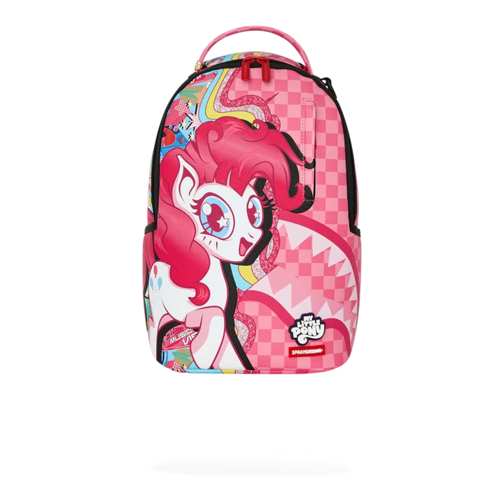 HypeSelection Sprayground My Little Pony pink mini backpack with graffiti graphic print and checkered pattern