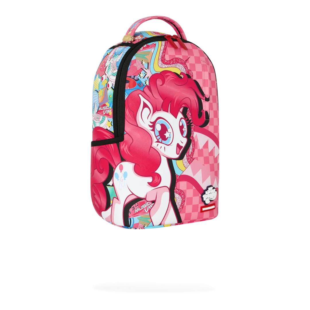 HypeSelection Sprayground My Little Pony pink mini backpack with graffiti art and checkered pattern