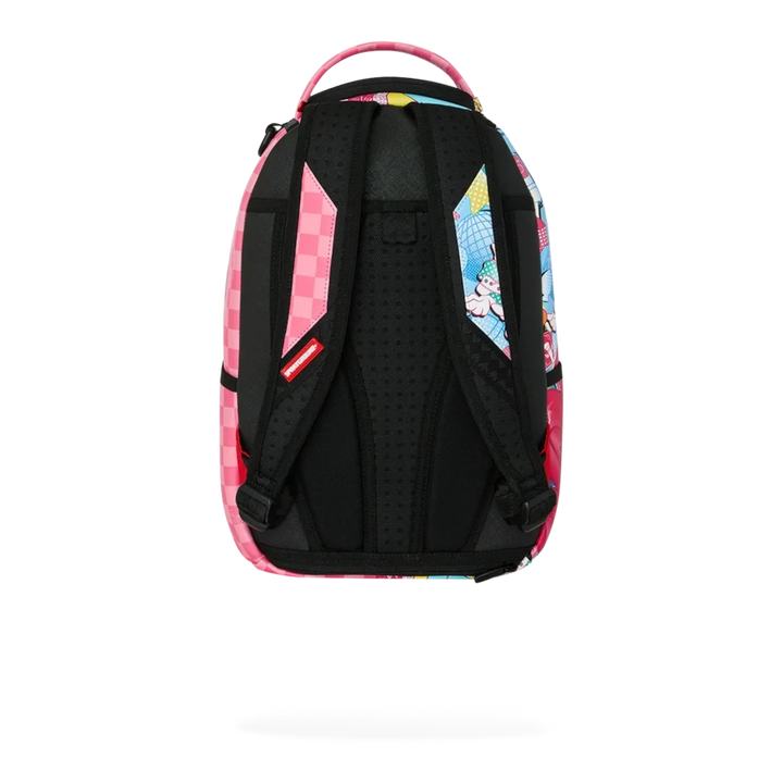 HypeSelection Sprayground My Little Pony mini backpack featuring a vibrant graphic print and black padded straps.