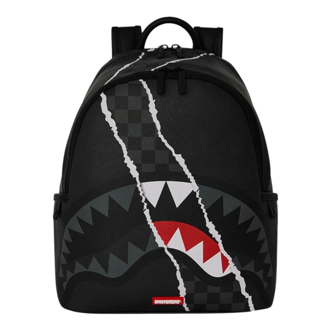 HypeSelection Sprayground Center Rip Reveal Savage backpack in black with signature shark mouth and rip graphic
