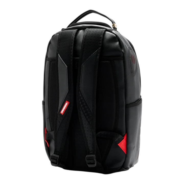 HypeSelection Sprayground Disappearing Shark DLXSV black backpack with padded straps and red accents