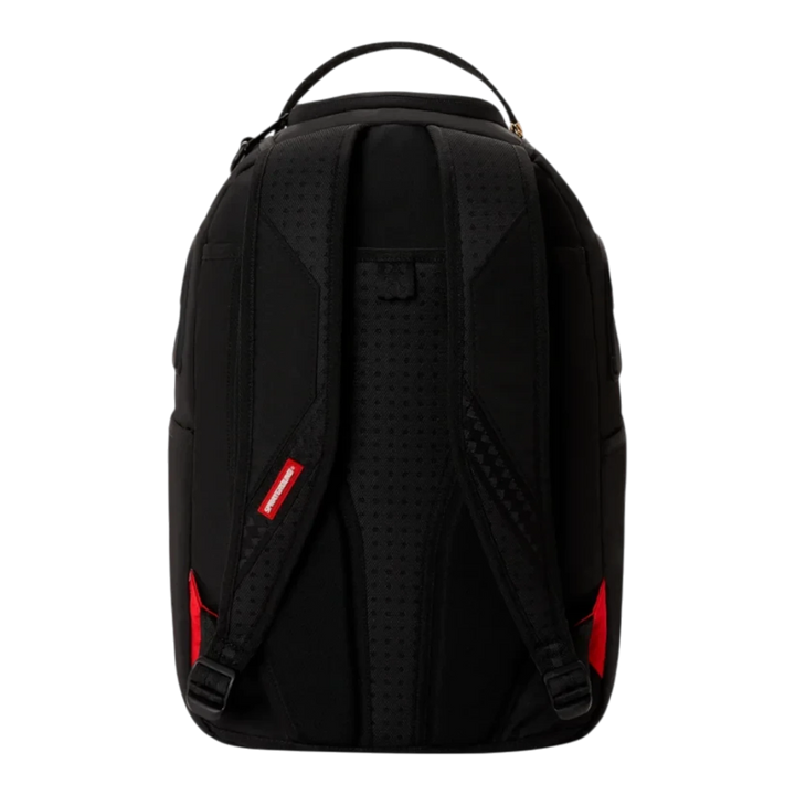 HypeSelection Sprayground Shark Central DLX backpack showing the black padded back panel and adjustable straps