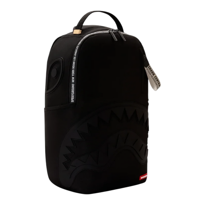 HypeSelection Sprayground Shark Central black backpack with signature shark mouth graphic and zip detailing.