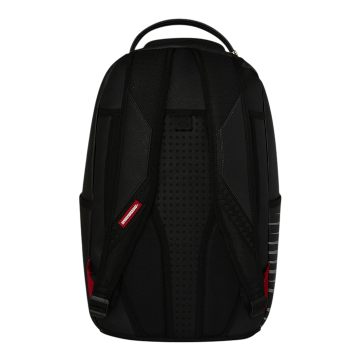 HypeSelection Sprayground Shark Central Wave backpack, black with red accents and iconic shark mouth design.