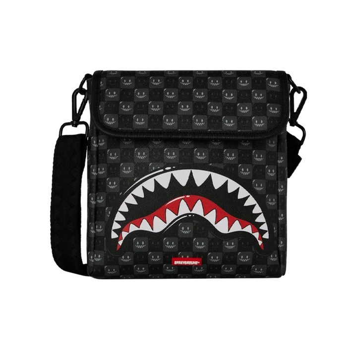 HypeSelection Sprayground Shinobi Sharks In Paris faux leather messenger sling bag with iconic shark mouth graphic
