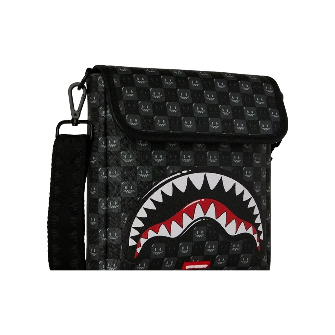 HypeSelection Sprayground Shinobi Sharks In Paris messenger sling bag in black faux leather with iconic shark mouth