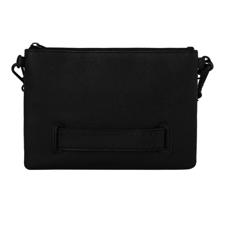 HypeSelection Sprayground Stealth Glide black crossover clutch with a textured finish and horizontal strap detail.