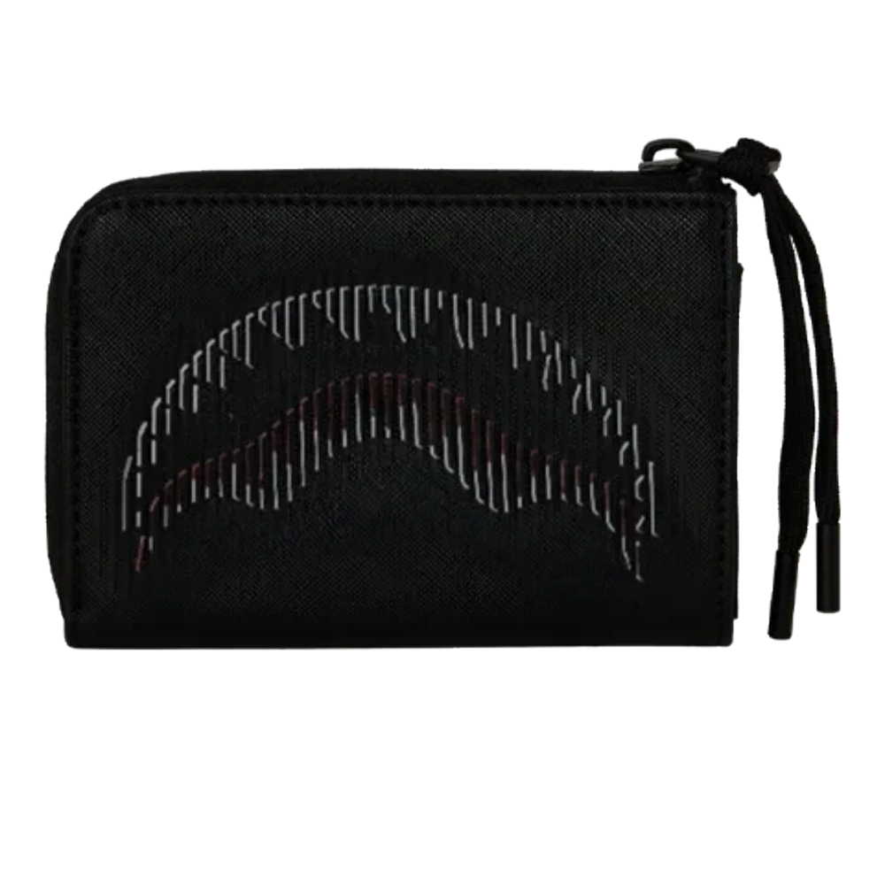 HypeSelection Sprayground Stealth Glide black wallet with signature shark mouth graphic and zip closure