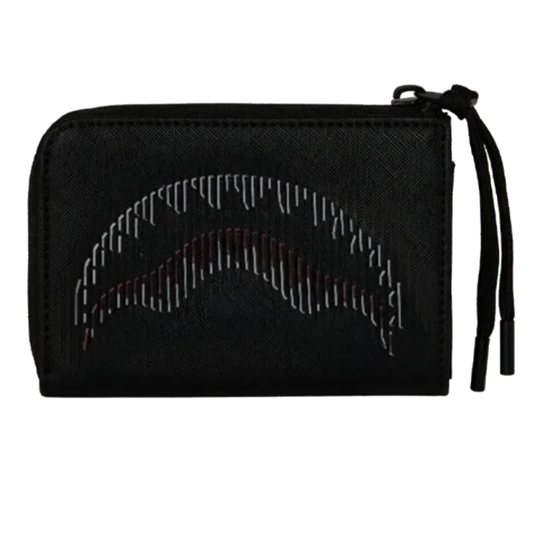HypeSelection Sprayground Stealth Glide black wallet with signature shark mouth graphic and zip closure