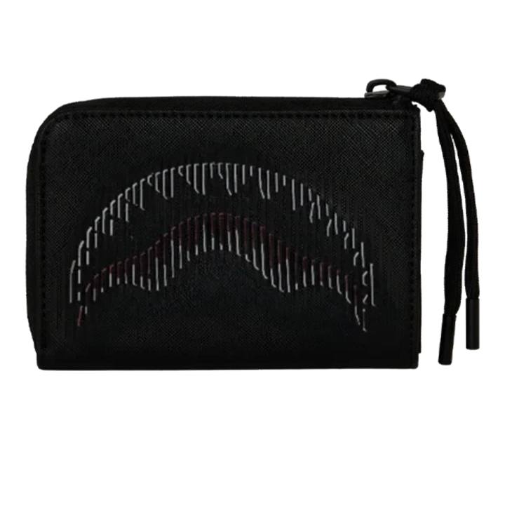 HypeSelection Sprayground Stealth Glide black wallet with signature shark mouth graphic and zip closure