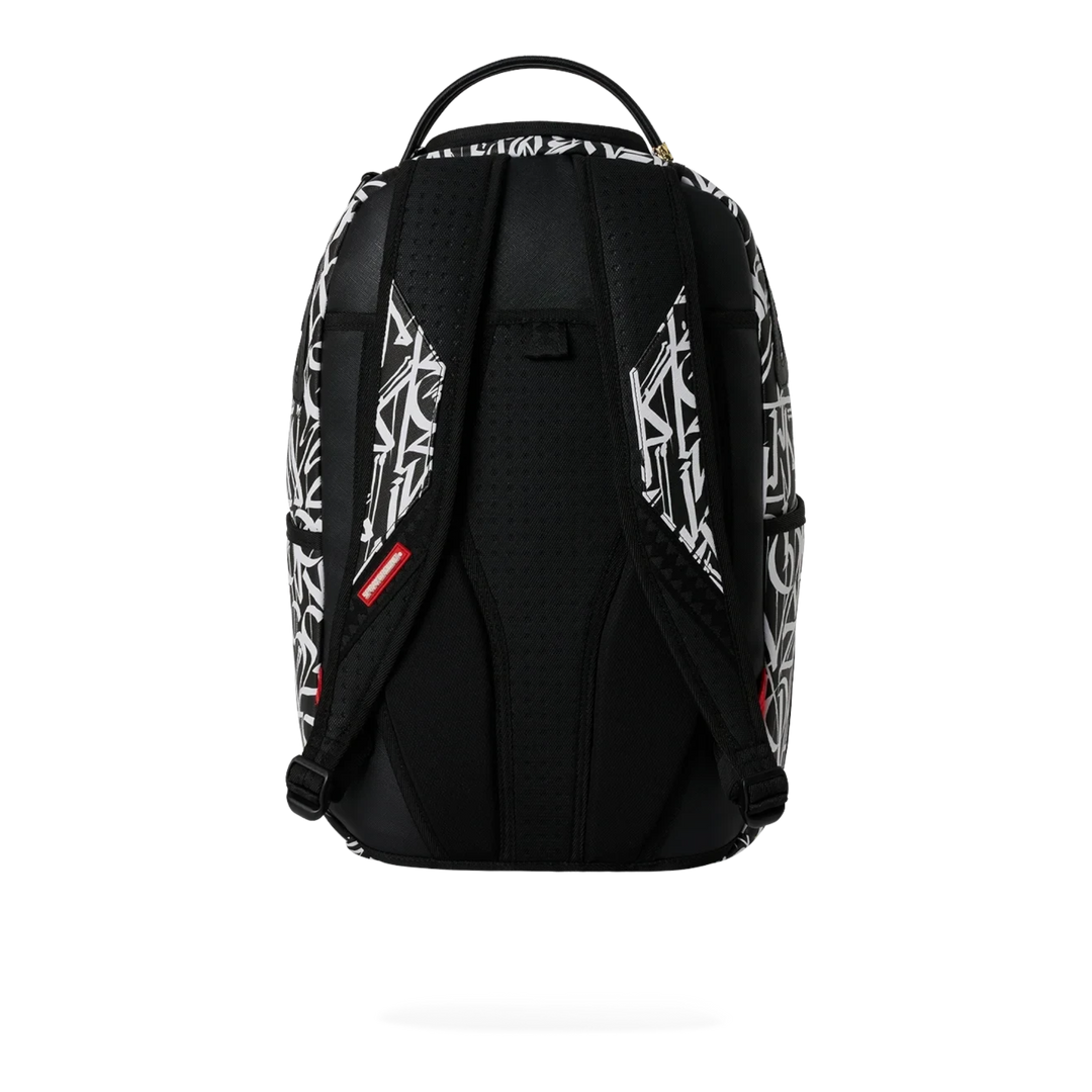 HypeSelection Sprayground Wynwood Walls Defer backpack back view with black padded straps and graphic print