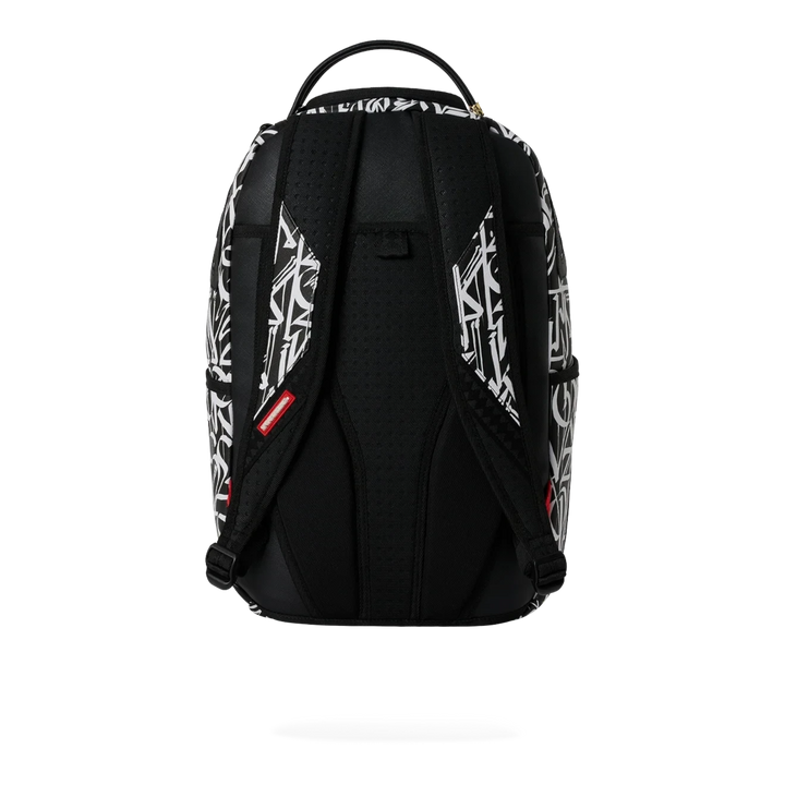 HypeSelection Sprayground Wynwood Walls Defer backpack back view with black padded straps and graphic print