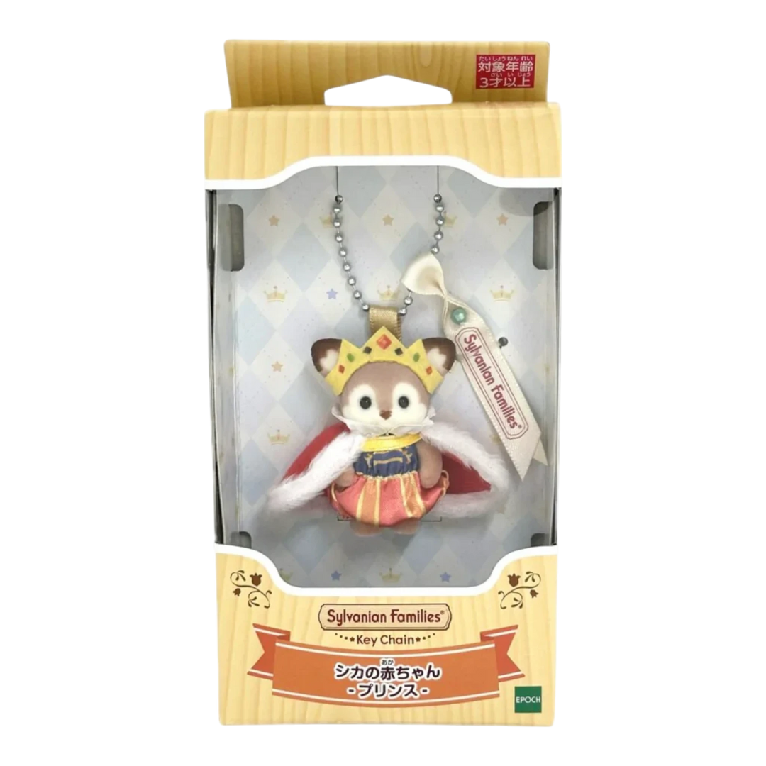 HypeSelection Sylvanian Families baby deer prince keychain with crown and red cape
