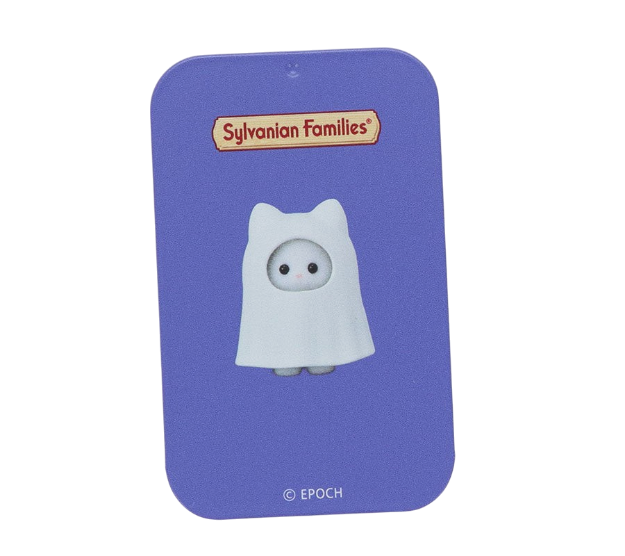 HypeSelection Sylvanian Families purple slide tin case featuring a cute baby character in a white ghost costume.