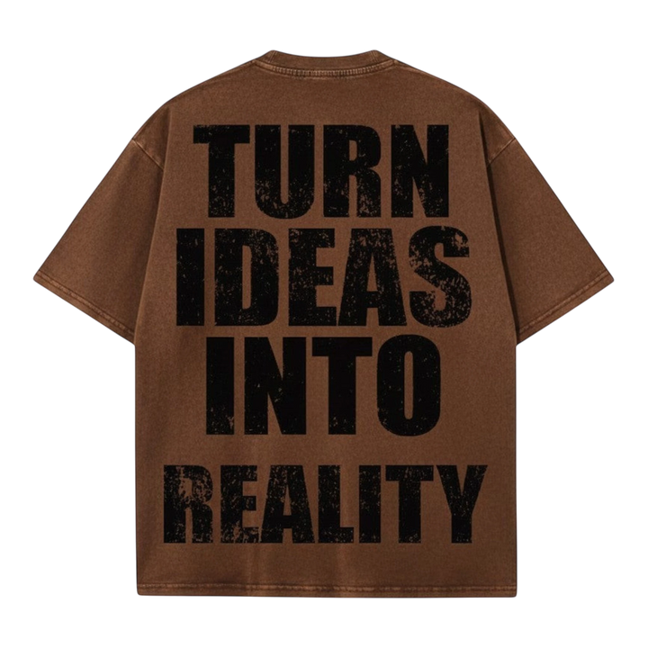 HypeSelection THUNDER WASH TEE in sand colour cotton with distressed black &
