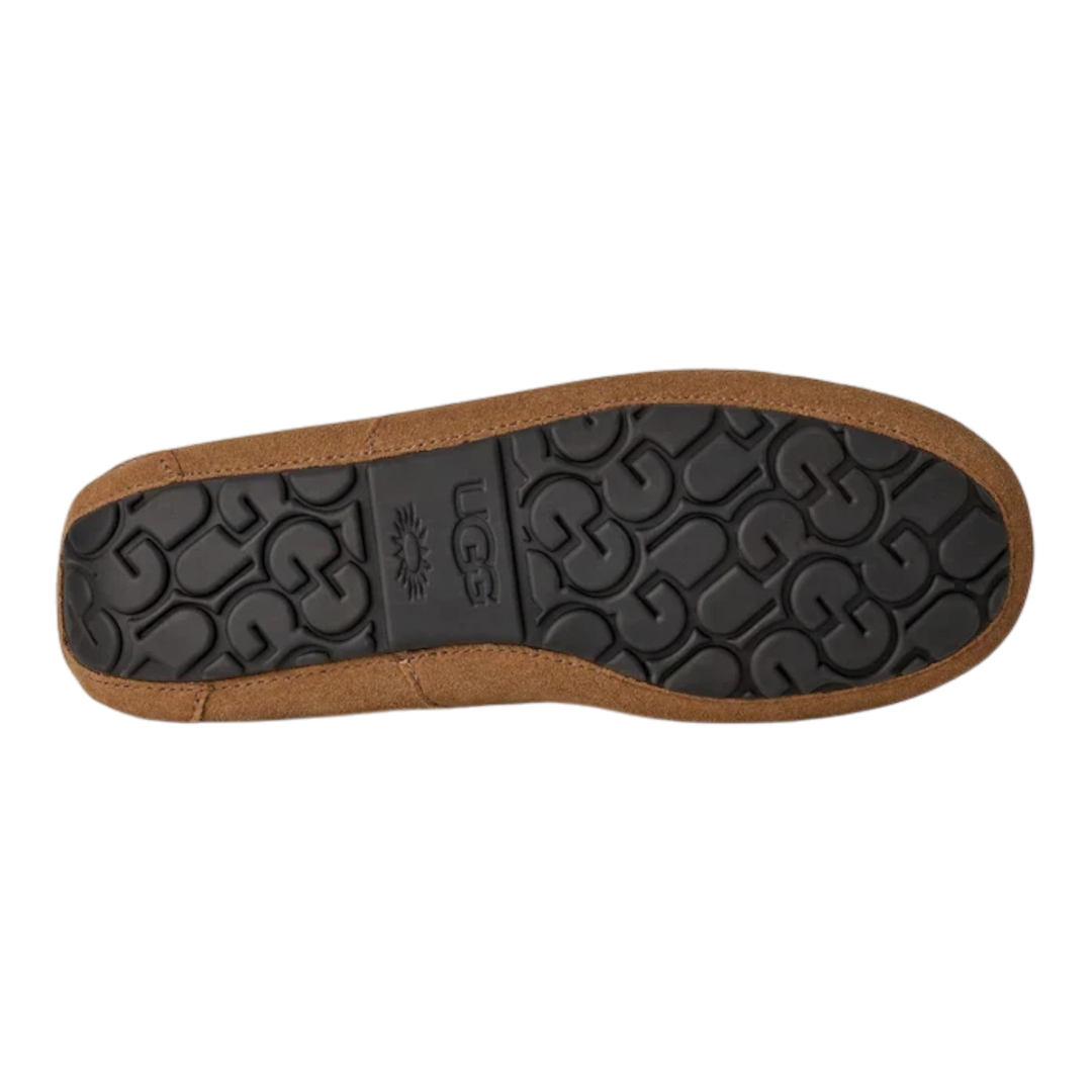 HypeSelection UGG Ascot slipper showing the durable black sugarcane EVA outsole with embossed logo pattern
