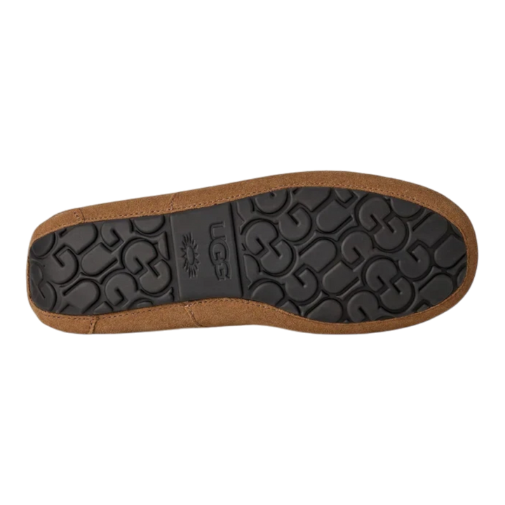 HypeSelection UGG Ascot slipper showing the durable black sugarcane EVA outsole with embossed logo pattern