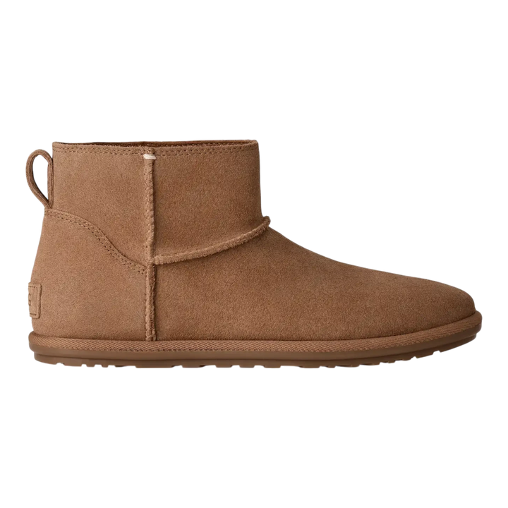 HypeSelection UGG Classic Mini Deconstructed boot in chestnut suede with a relaxed ankle-height profile.