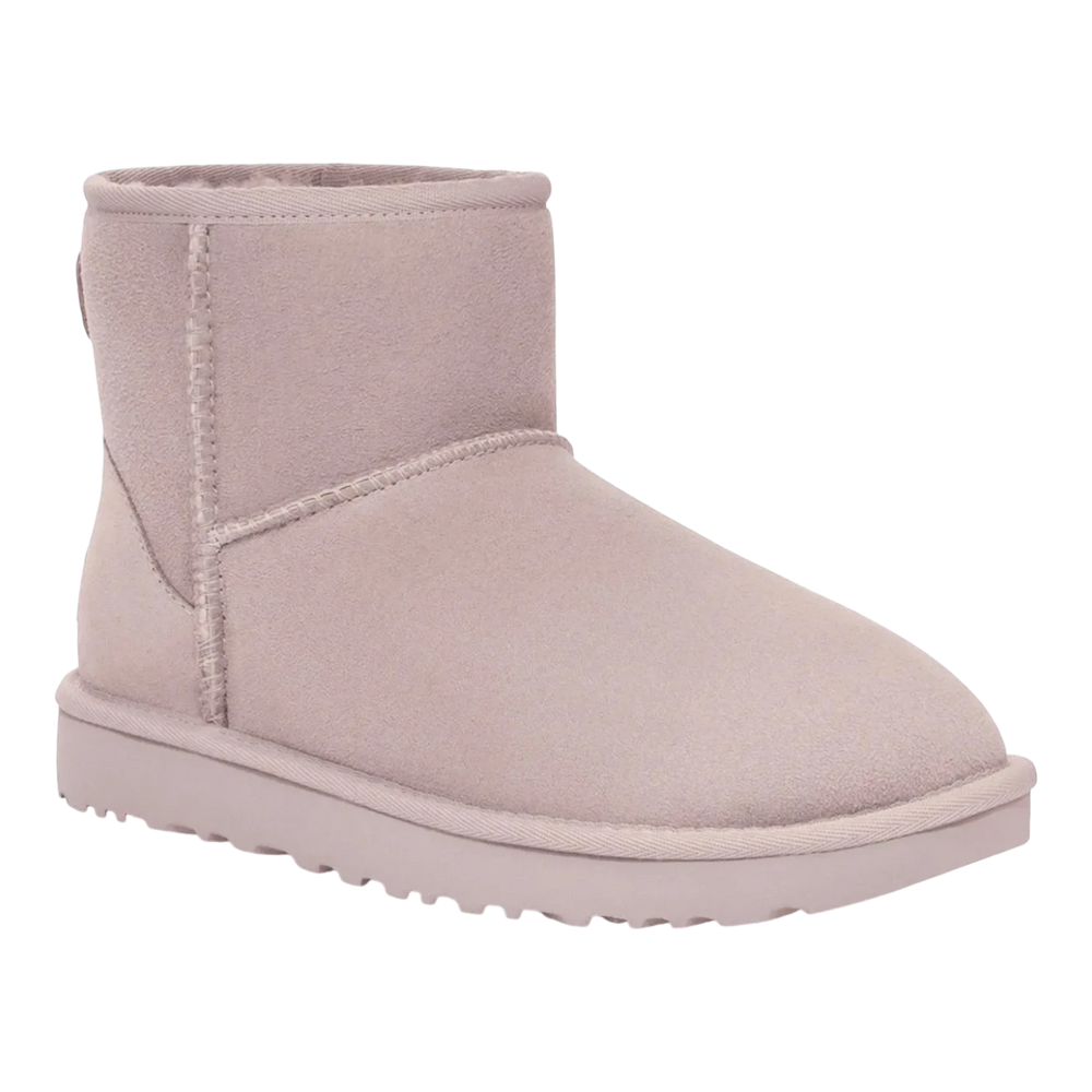 HypeSelection Women's UGG Classic Mini II boot in pale smoke, crafted from twinface sheepskin and suede with a Treadlite outsole.