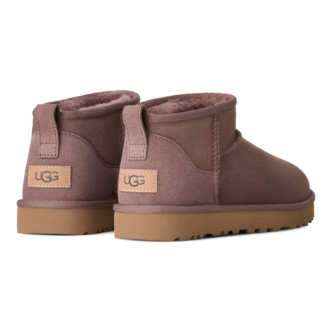 HypeSelection UGG Classic Ultra Mini boots in Portobello suede with rear pull tabs and plush sheepskin lining