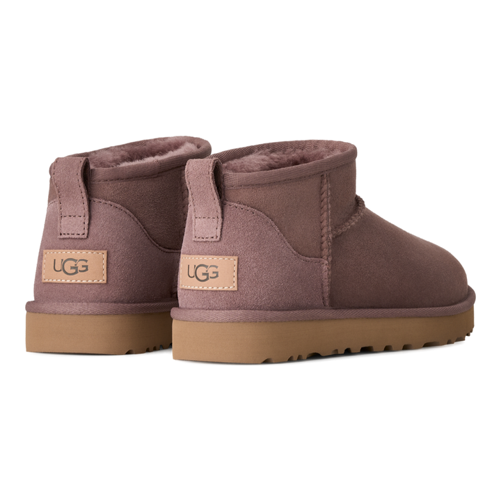 HypeSelection UGG Classic Ultra Mini boots in Portobello suede with rear pull tabs and plush sheepskin lining
