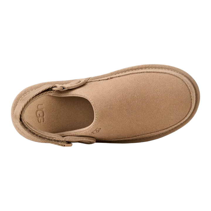 HypeSelection kids UGG Goldenstar Clog in sand suede with an adjustable heel strap and lightweight EVA outsole