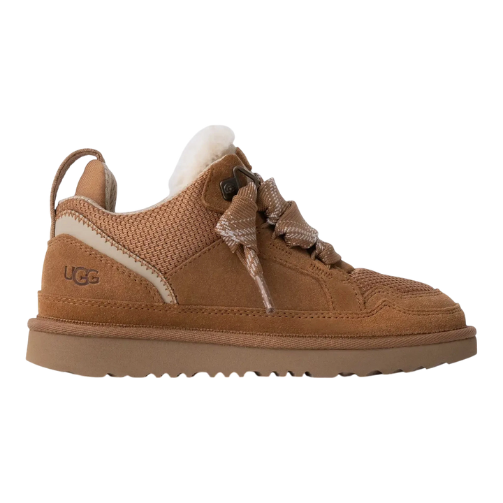 HypeSelection kids UGG Lowmel sneaker in chestnut suede and textile with chunky laces and cushioned EVA outsole