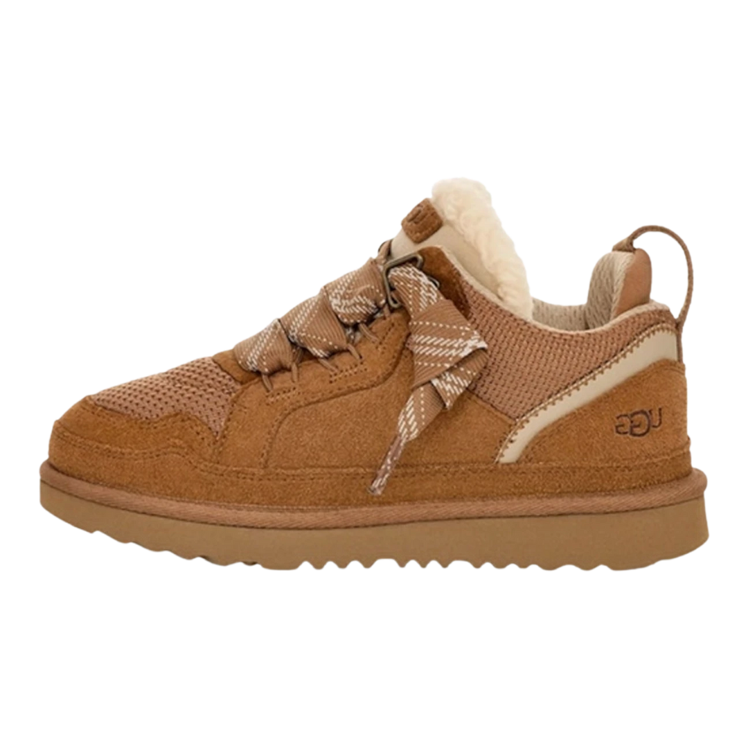 HypeSelection kids UGG Lowmel sneaker in chestnut suede and textile with chunky laces and plush interior lining
