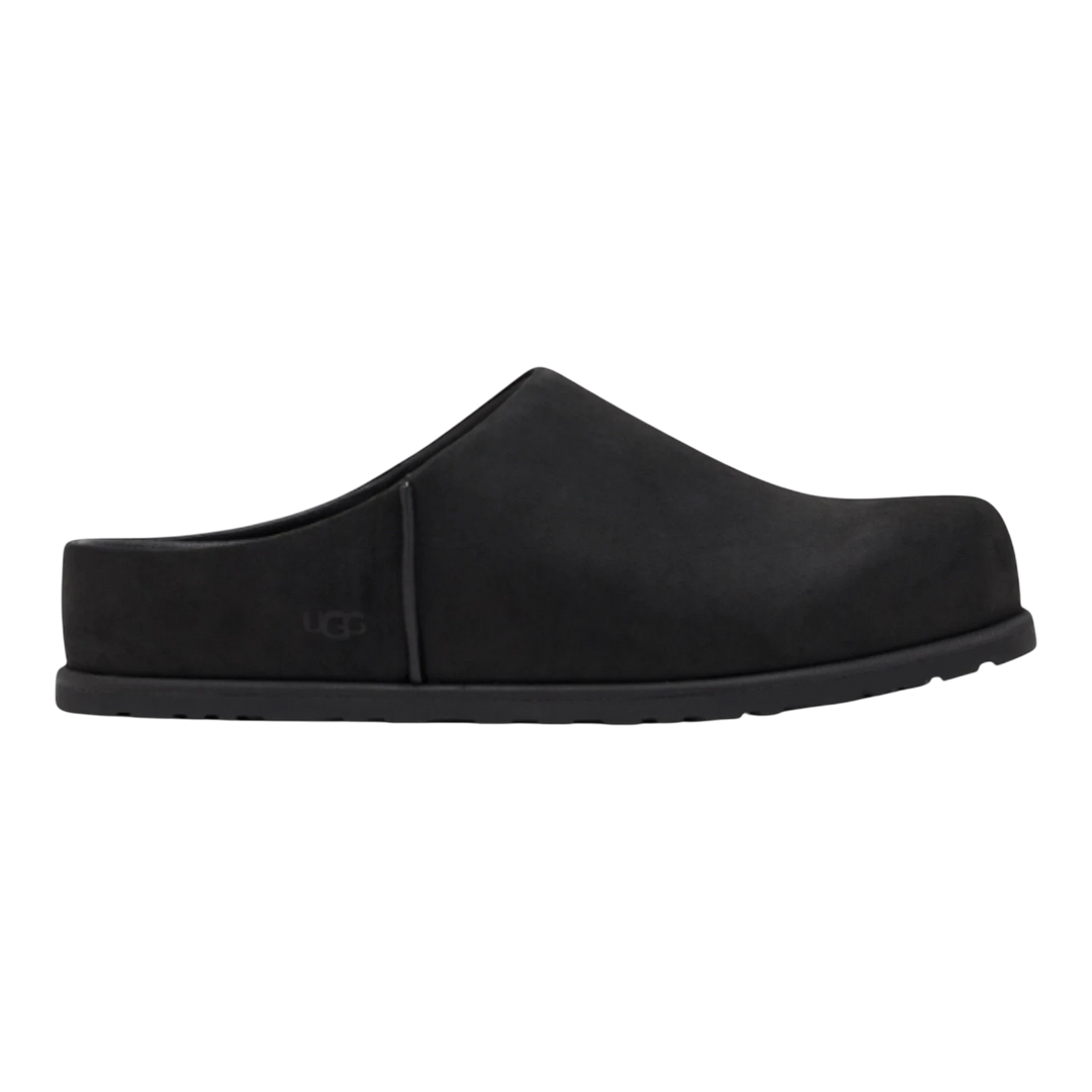 HypeSelection UGG Otzo Clog in black nubuck leather with a slip-on design and contoured EVA footbed.