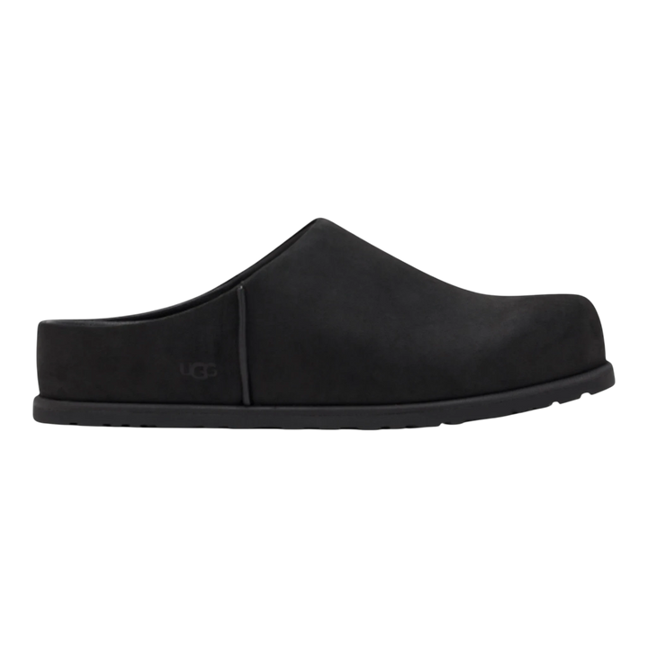 HypeSelection UGG Otzo Clog in black nubuck leather with a slip-on design and contoured EVA footbed.