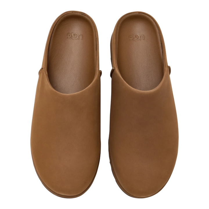 HypeSelection UGG Otzo Clog in Dark Chestnut nubuck leather with wool-blend lining and EVA footbed.