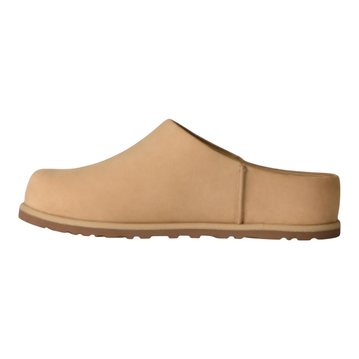 HypeSelection UGG Otzo Clog in Mustard Sand nubuck leather with a slip-on design and rubber sole.