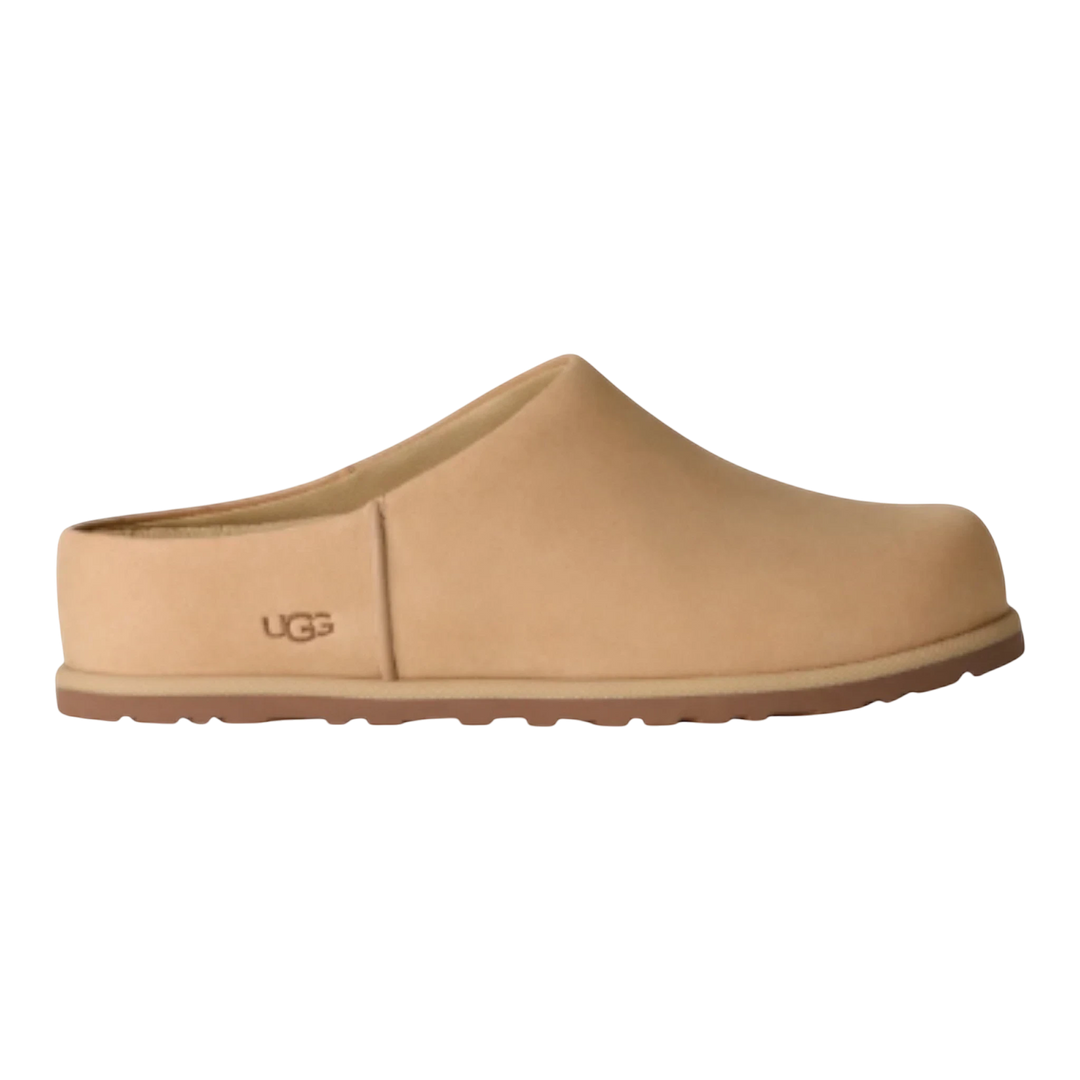 HypeSelection UGG Otzo Clog in Mustard Sand nubuck leather with slip-on design and rubber outsole.