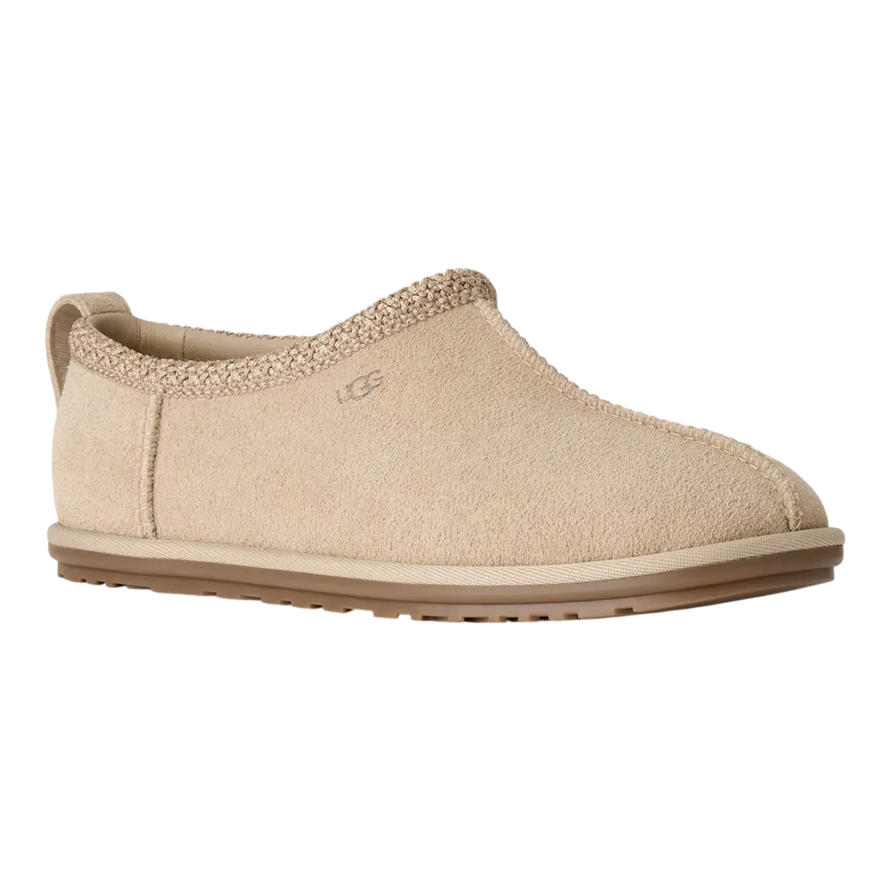 HypeSelection UGG Tasman Deconstructed slipper in sand suede with a low-profile slip-on design and wool-blend lining.