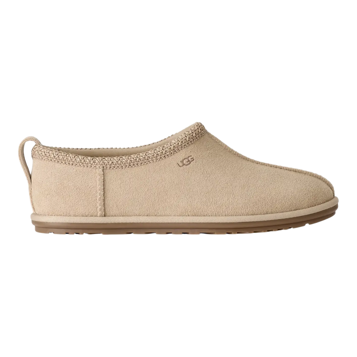 HypeSelection UGG Tasman Deconstructed slipper in sand suede with a low-profile slip-on design and wool-blend lining.