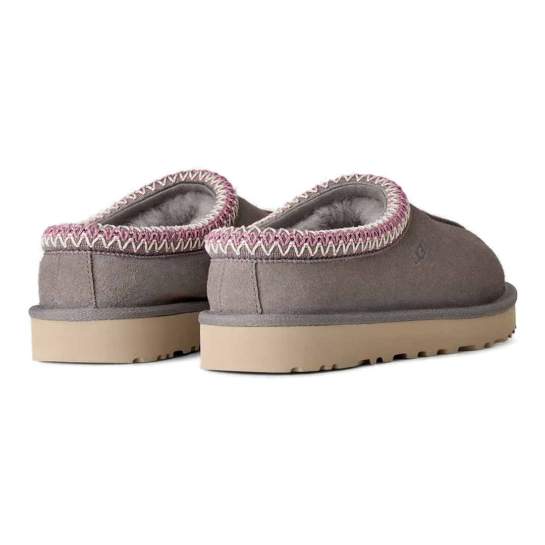 HypeSelection UGG Tasman II slippers in stormy grey suede with signature UGGbraid collar and sheepskin lining