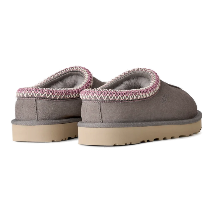 HypeSelection UGG Tasman II slippers in stormy grey suede with signature UGGbraid collar and sheepskin lining