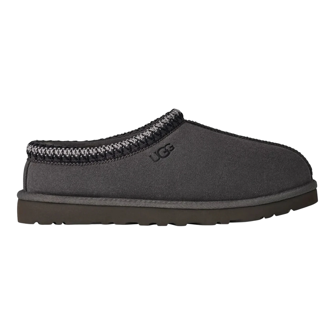 HypeSelection UGG Tasman II slipper in dark grey suede with signature braided collar and slip-on design