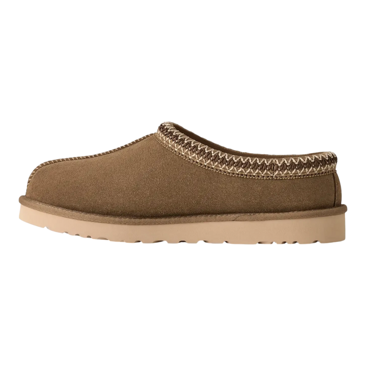 HypeSelection UGG Tasman II slipper in light bronze suede with signature UGGbraid trim and durable EVA outsole.