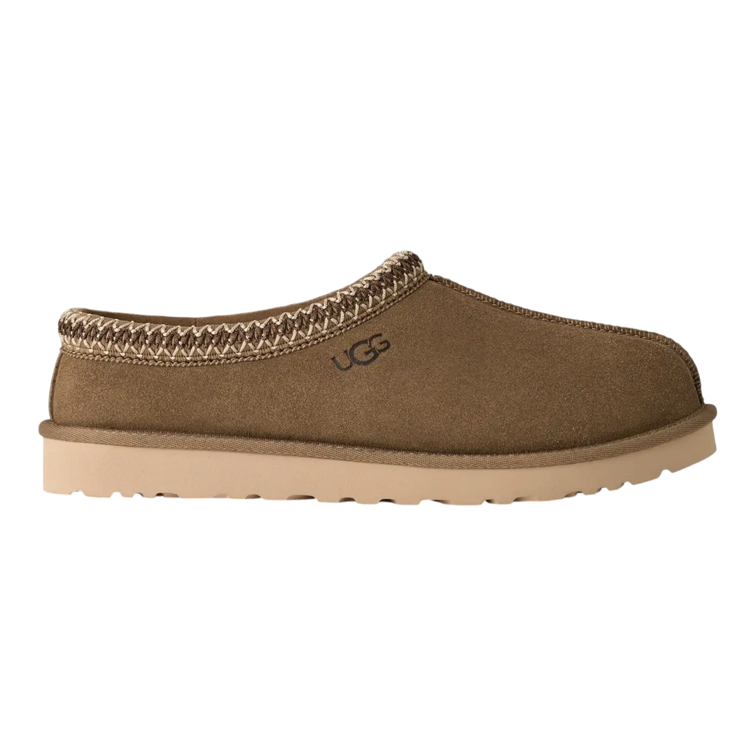 HypeSelection UGG Tasman II slipper in light bronze suede with signature UGGbraid trim and durable EVA outsole
